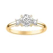 Three-stone rings symbolizing past, present, and future