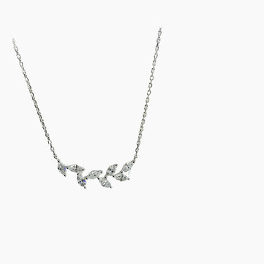 Olive Diamond Leaves Necklace - <p style=line-height: 1.3;>Discover our enchanting Olive Diamond Leaves Necklace, where nature's elegance meets dazzling brilliance. This exquisite design features interconnected leaves crafted from olive-shaped diamonds, creating a captivating display of light and beauty. <br><br> Total diamond weight: 0.52 ct.</p > - Lab Grown Diamond Necklace - top