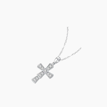 Cross Diamond Necklace - <p style=line-height: 1.3;>Introducing our exquisite Cross Diamond Necklace, showcasing a beautifully crafted cross adorned with a sparkling diamond centerpiece. <br><br> Total diamond weight: 0.2 ct.</p > - Lab Grown Diamond Necklace - top