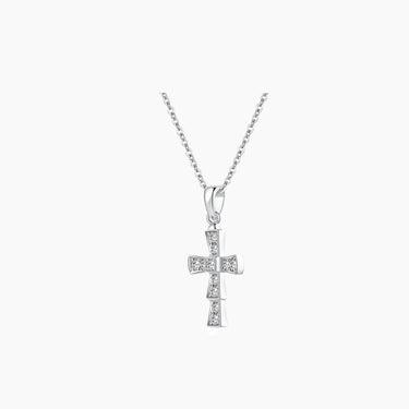 Cross Diamond Necklace - <p style=line-height: 1.3;>Introducing our exquisite Cross Diamond Necklace, showcasing a beautifully crafted cross adorned with a sparkling diamond centerpiece. <br><br> Total diamond weight: 0.2 ct.</p > - Lab Grown Diamond Necklace - side view