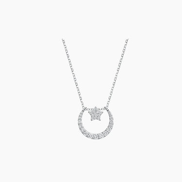 Moon Night Diamond Necklace - <p style=line-height: 1.3;>Introducing our versatile Moon Night Diamond Necklace, featuring a dazzling crescent moon and star, both adorned with sparkling diamonds. With multiple ways to wear it – showcasing the moon, the star, or both together. <br><br> Total diamond weight: 0.51 ct.</p > - Lab Grown Diamond Necklace - top