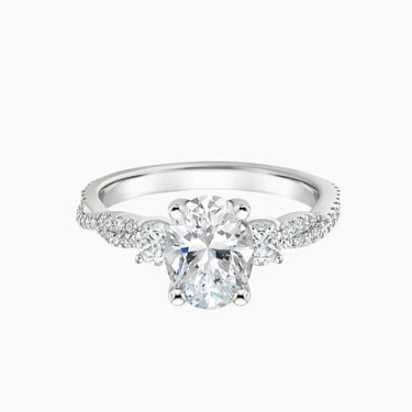 Calista Adorned Three Stone Oval Twisted