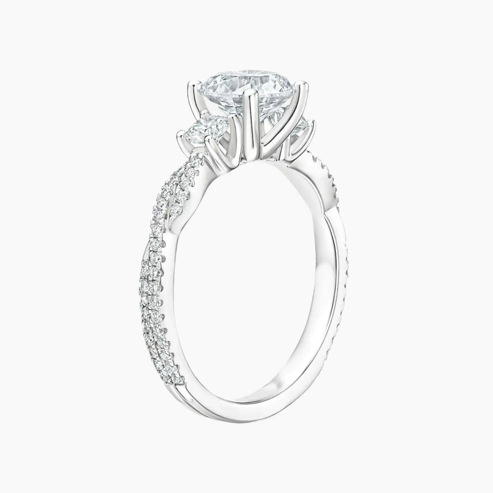 Calista Adorned Three Stone Pear Twisted – Center Diamond Included