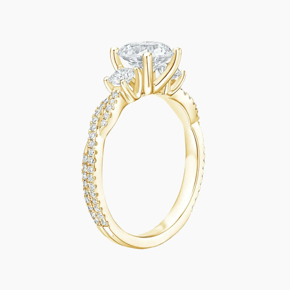 Calista Adorned Three Stone Pear Twisted – Center Diamond Included