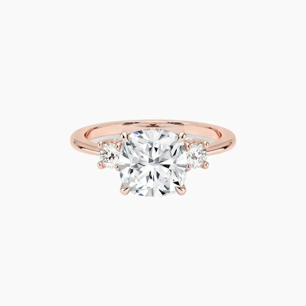 Seraphina Hidden Halo Three Stone Cushion – Center Diamond Included
