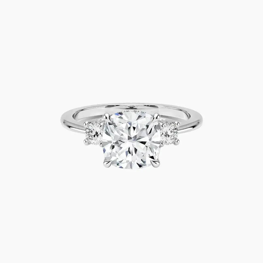 Seraphina Hidden Halo Three Stone Cushion – Center Diamond Included