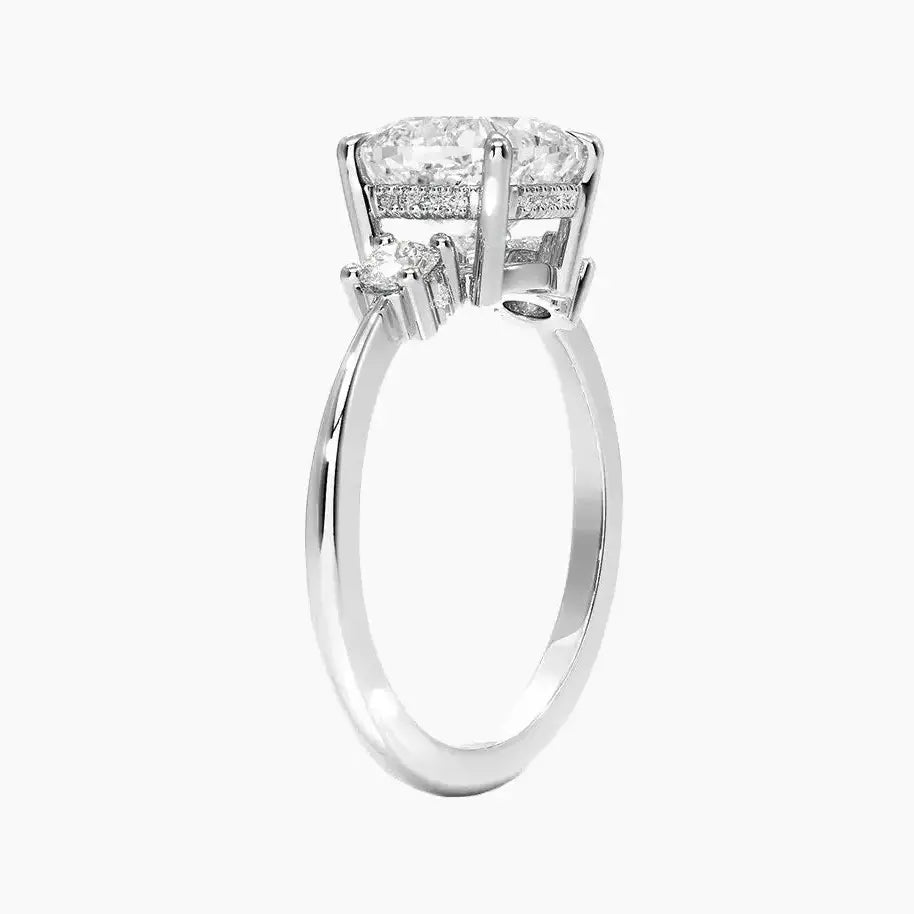 Seraphina Hidden Halo Three Stone Cushion – Center Diamond Included