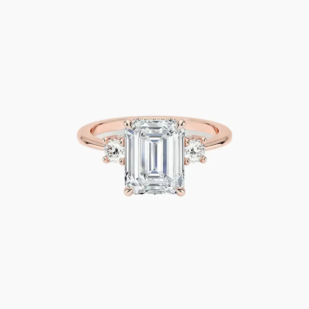 Seraphina Hidden Halo Three Stone Emerald – Center Diamond Included