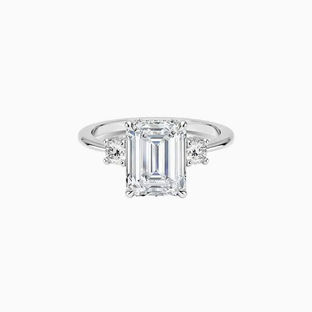 Seraphina Hidden Halo Three Stone Emerald – Center Diamond Included