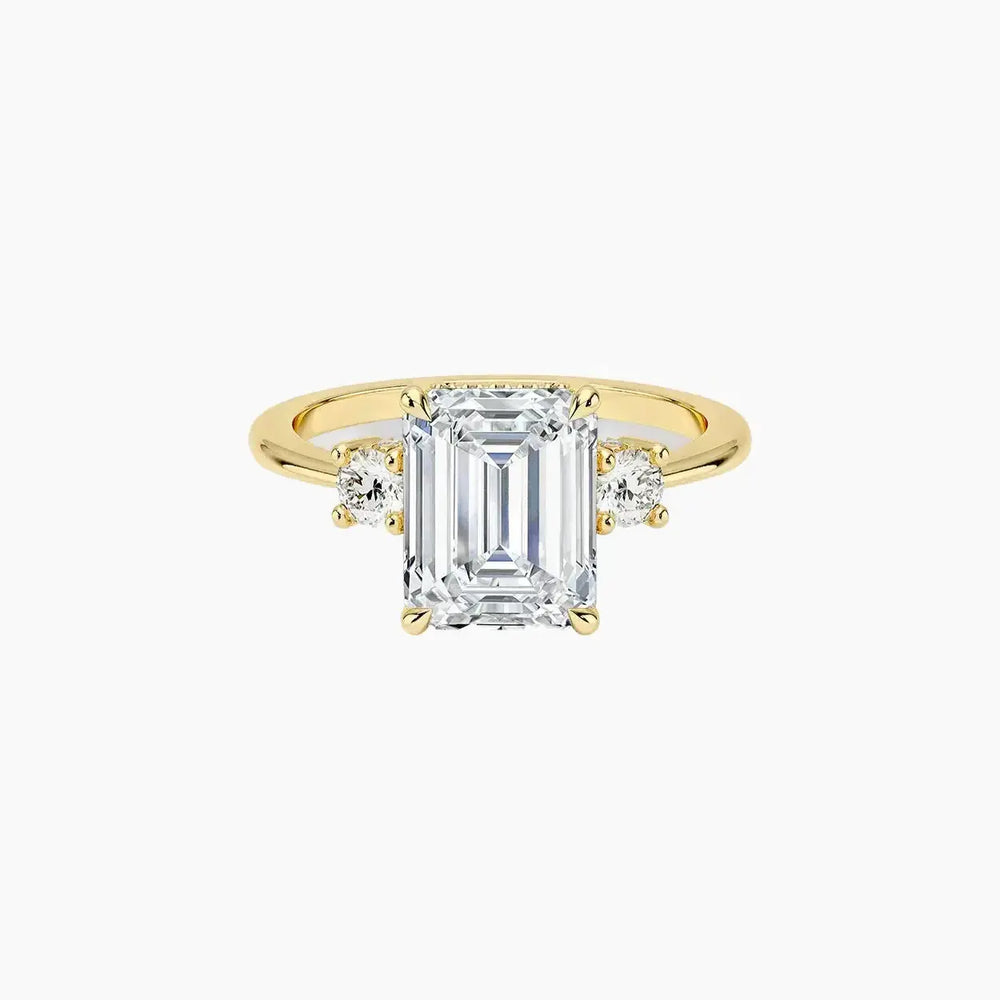 Seraphina Hidden Halo Three Stone Emerald – Center Diamond Included