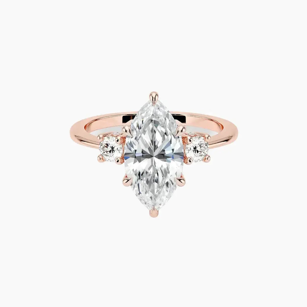 Seraphina Hidden Halo Three Stone Marquise – Center Diamond Included