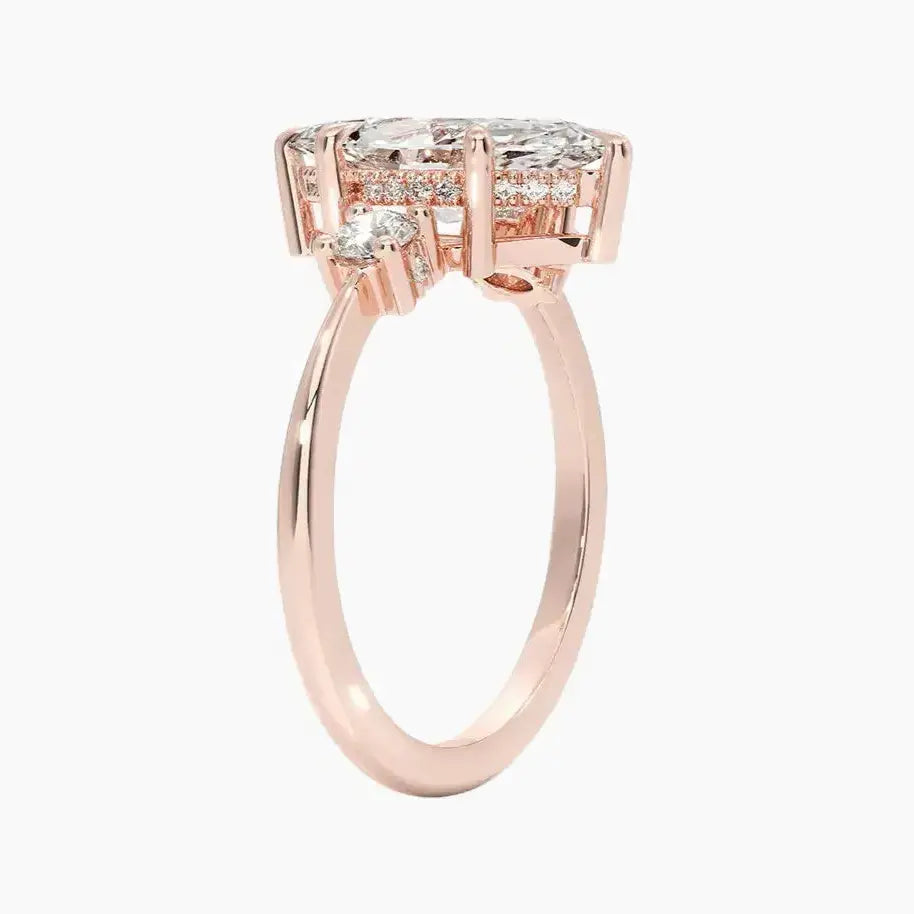Seraphina Hidden Halo Three Stone Marquise – Center Diamond Included