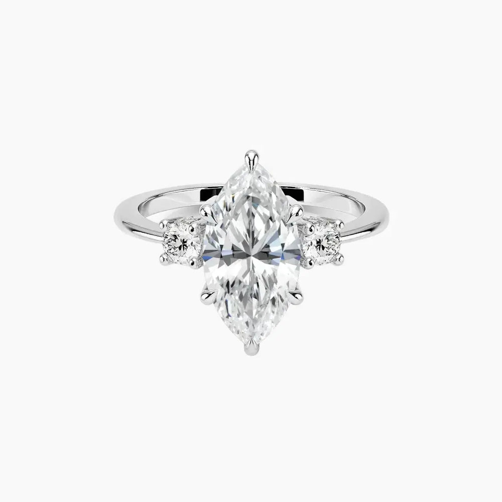 Seraphina Hidden Halo Three Stone Marquise – Center Diamond Included