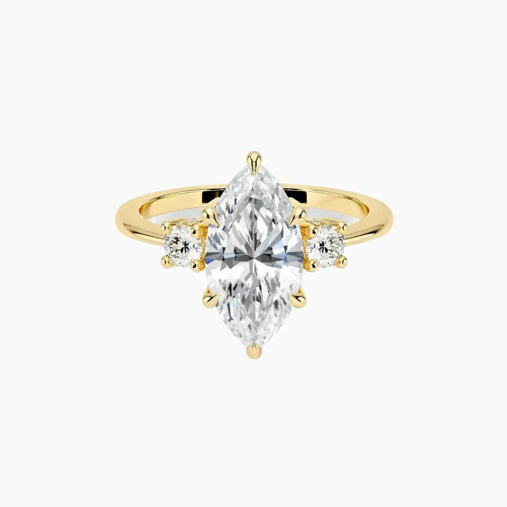 Seraphina Hidden Halo Three Stone Marquise – Center Diamond Included