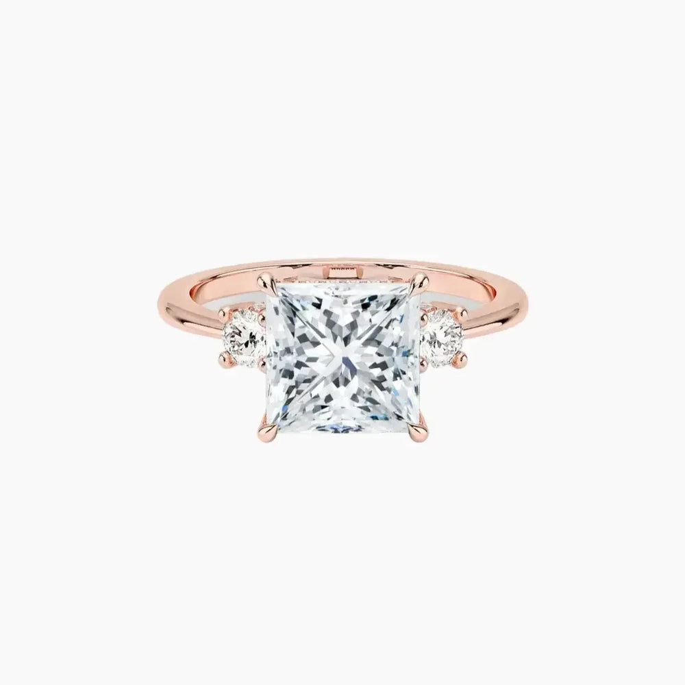 Seraphina Hidden Halo Three Stone Princess – Center Diamond Included