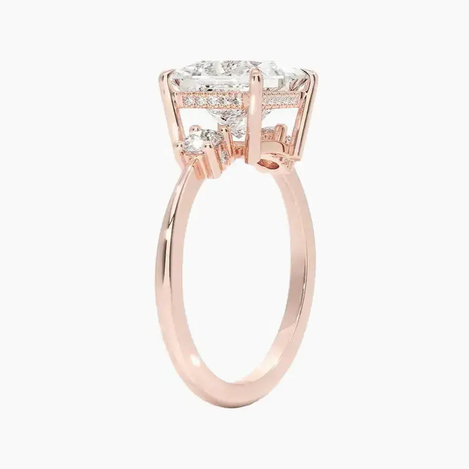 Seraphina Hidden Halo Three Stone Princess – Center Diamond Included