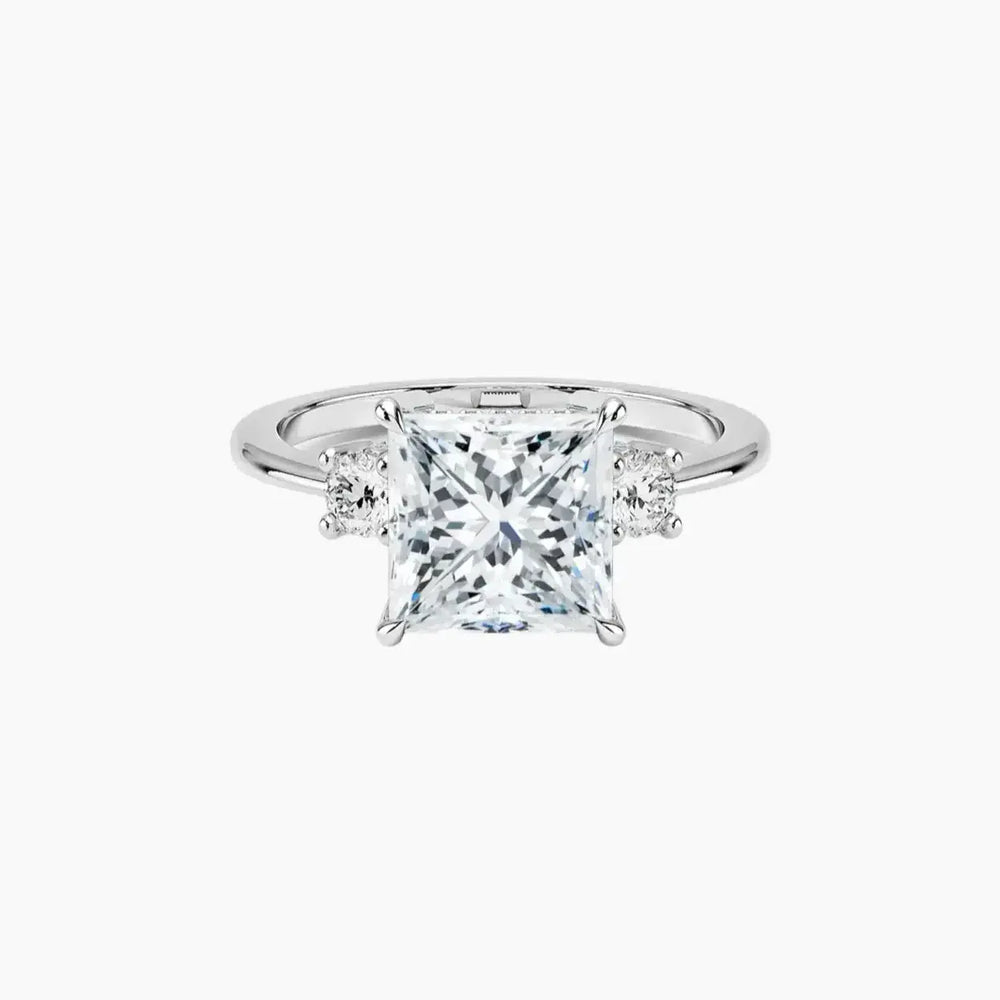 Seraphina Hidden Halo Three Stone Princess – Center Diamond Included