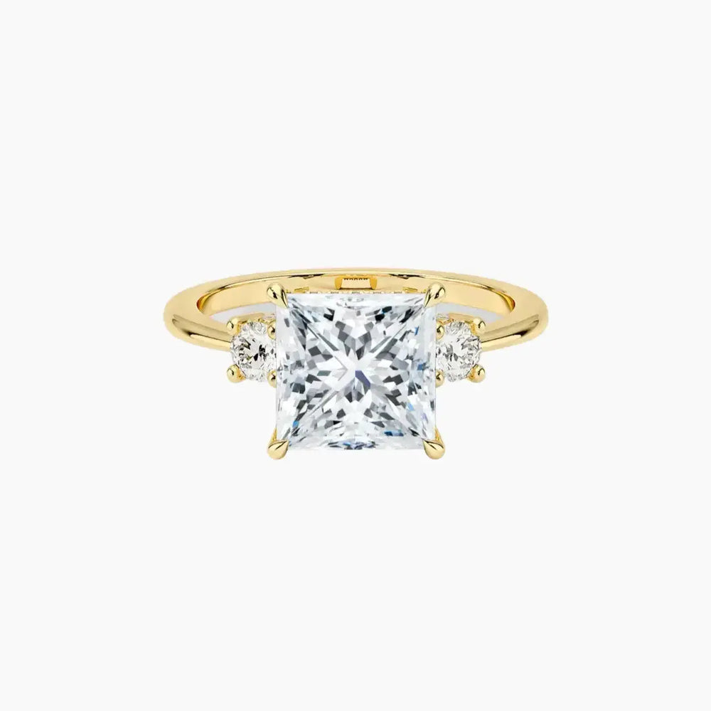 Seraphina Hidden Halo Three Stone Princess – Center Diamond Included