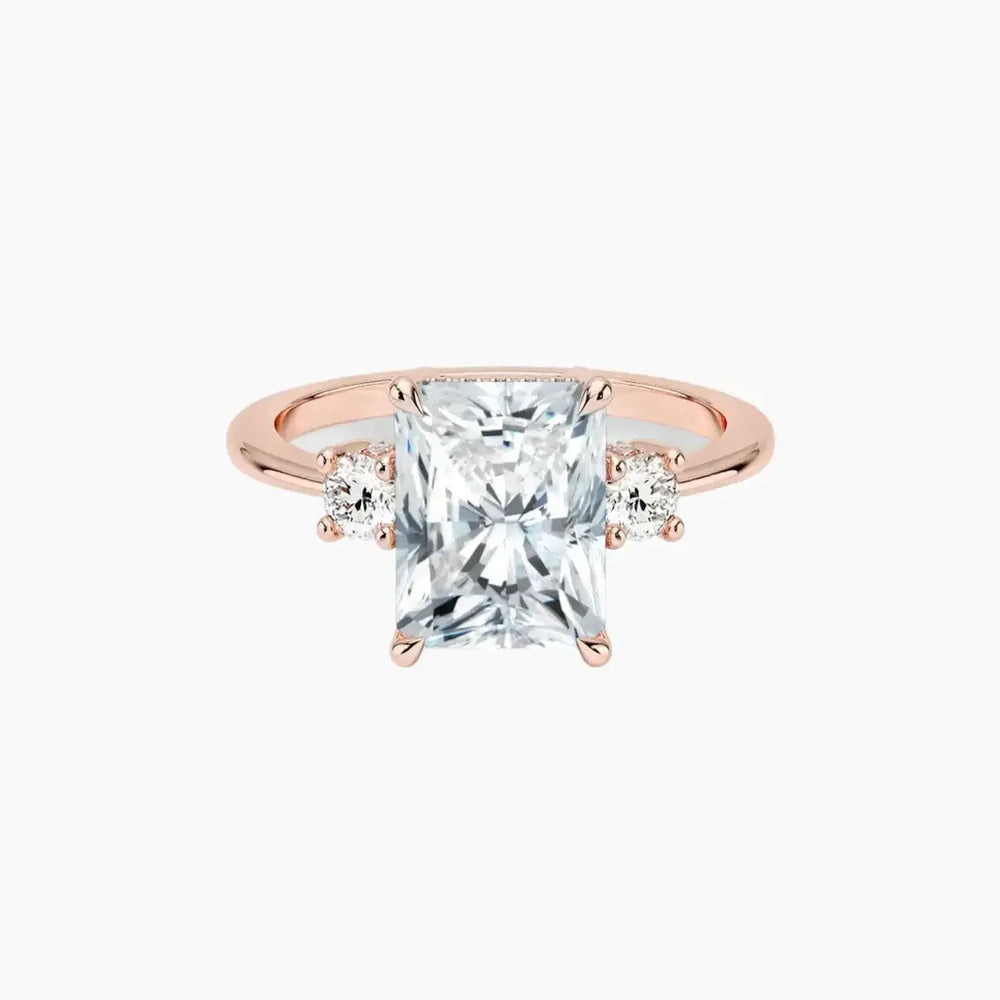 Seraphina Hidden Halo Three Stone Radiant – Center Diamond Included