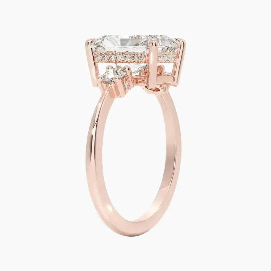 Seraphina Hidden Halo Three Stone Radiant – Center Diamond Included