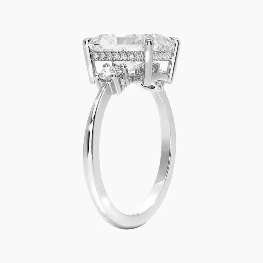 Seraphina Hidden Halo Three Stone Radiant – Center Diamond Included