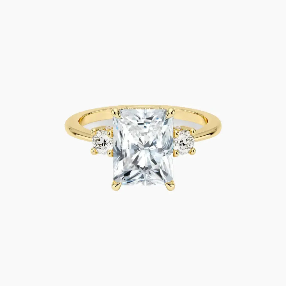 Seraphina Hidden Halo Three Stone Radiant – Center Diamond Included