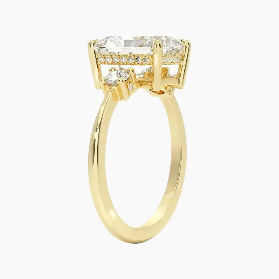 Seraphina Hidden Halo Three Stone Radiant – Center Diamond Included