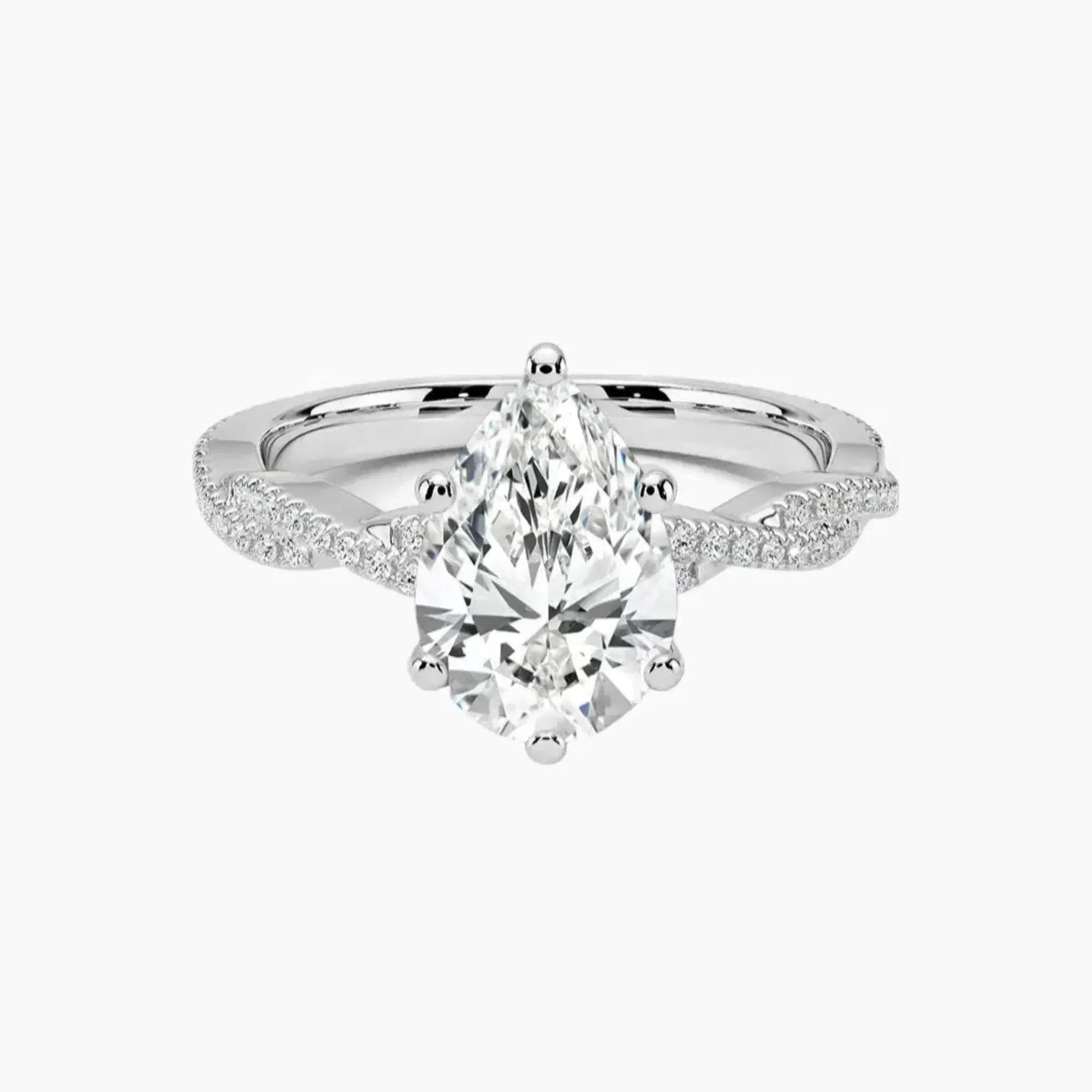 Briar Solitaire Pear 18KW | Lab Grown Engagement Ring Setting