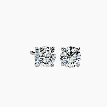 Round Diamond Stud Earrings - <p style=line-height: 1.3;>Experience timeless elegance with our Round Diamond Stud Earrings - a radiant touch of luxury for your everyday style. <br><br> The price shown includes the combined cost of your selected main diamond and setting. Setting Price: $370.</p > - Lab Grown Diamond Stud Earrings - front