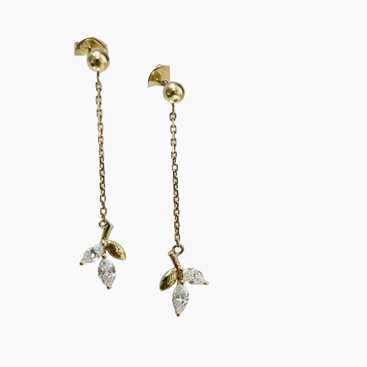 Whispering Wind Diamond Earrings - <p style=line-height: 1.3;>Introducing our Whispering Wind Diamond Earrings, a pair of captivating accessories inspired by the delicate dance of leaves on a breeze. Their unique leaf-like design, adorned with shimmering diamonds, offers a sense of natural elegance and playful movement. <br><br> Total diamond weight: 0.63 ct.</p > - Lab Grown Diamond Earrings - detail view