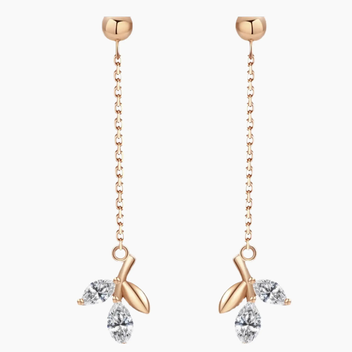 Whispering Wind Diamond Earrings - <p style=line-height: 1.3;>Introducing our Whispering Wind Diamond Earrings, a pair of captivating accessories inspired by the delicate dance of leaves on a breeze. Their unique leaf-like design, adorned with shimmering diamonds, offers a sense of natural elegance and playful movement. <br><br> Total diamond weight: 0.63 ct.</p > - Lab Grown Diamond Earrings - model wear view