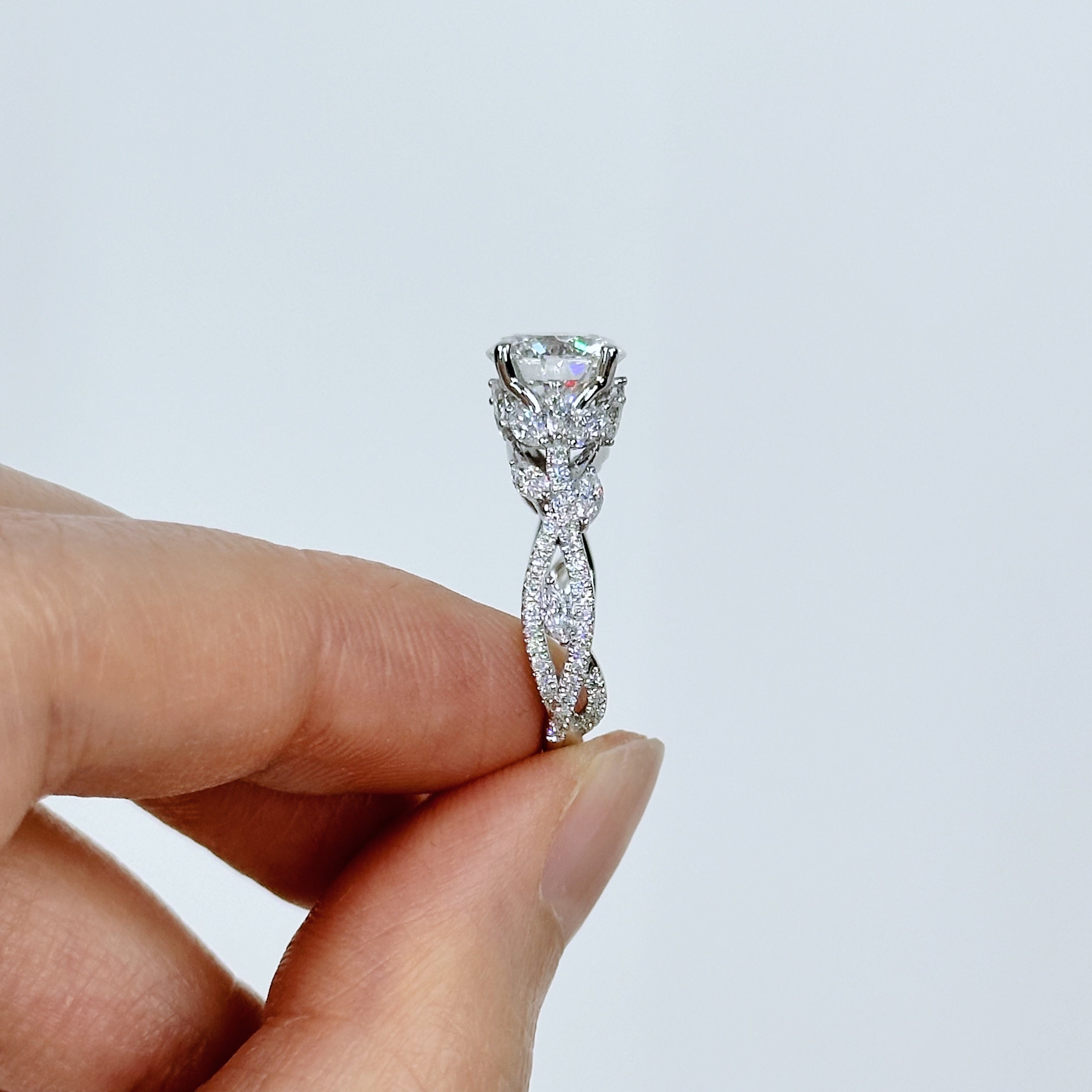 2.03ct D VS2 Round Nature Inspired Lab Grown Diamond Engagement Ring | Melia Adorned