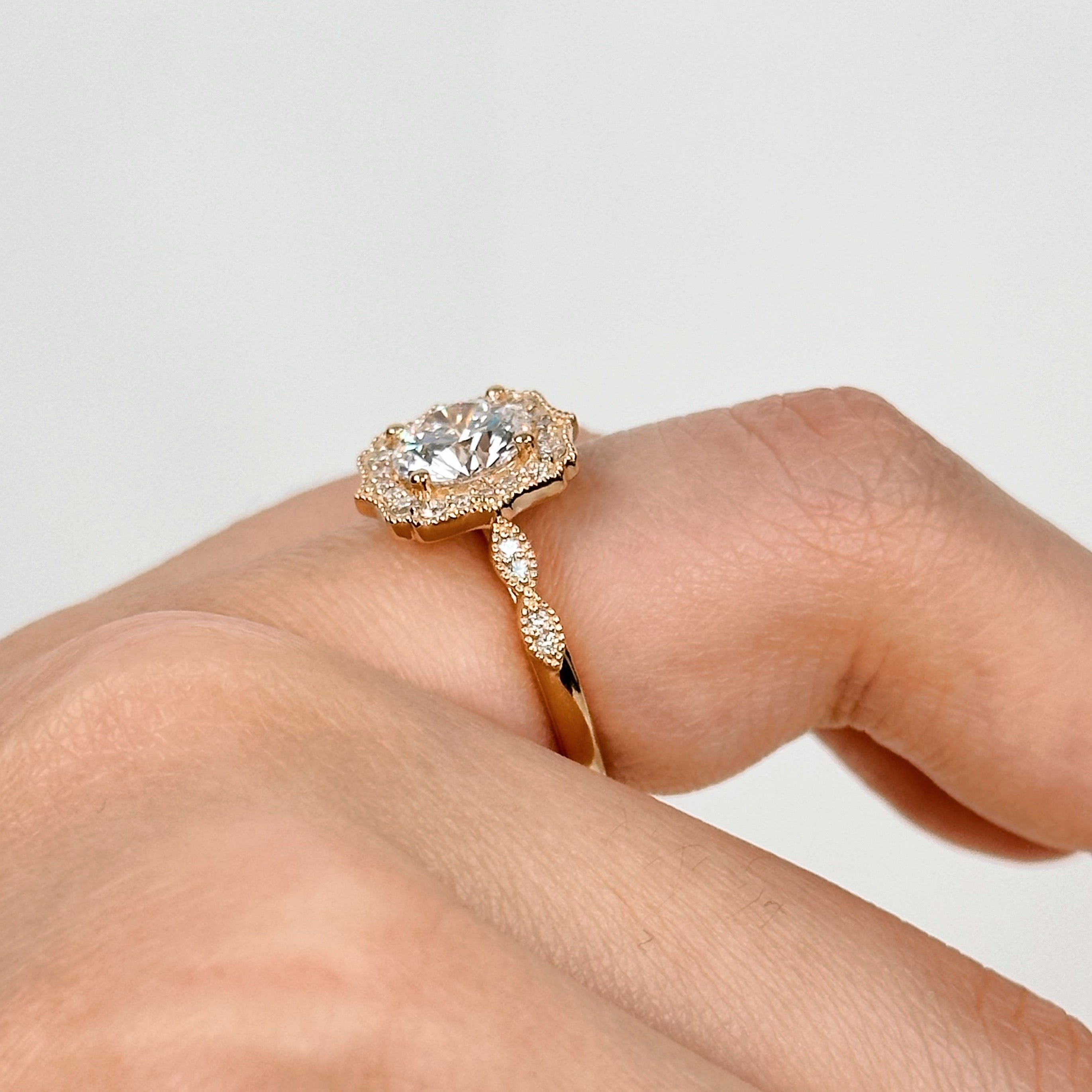 1.57 ct D VS1 Vintage Halo Round Lab Grown Diamond Engagement Ring | Talitha