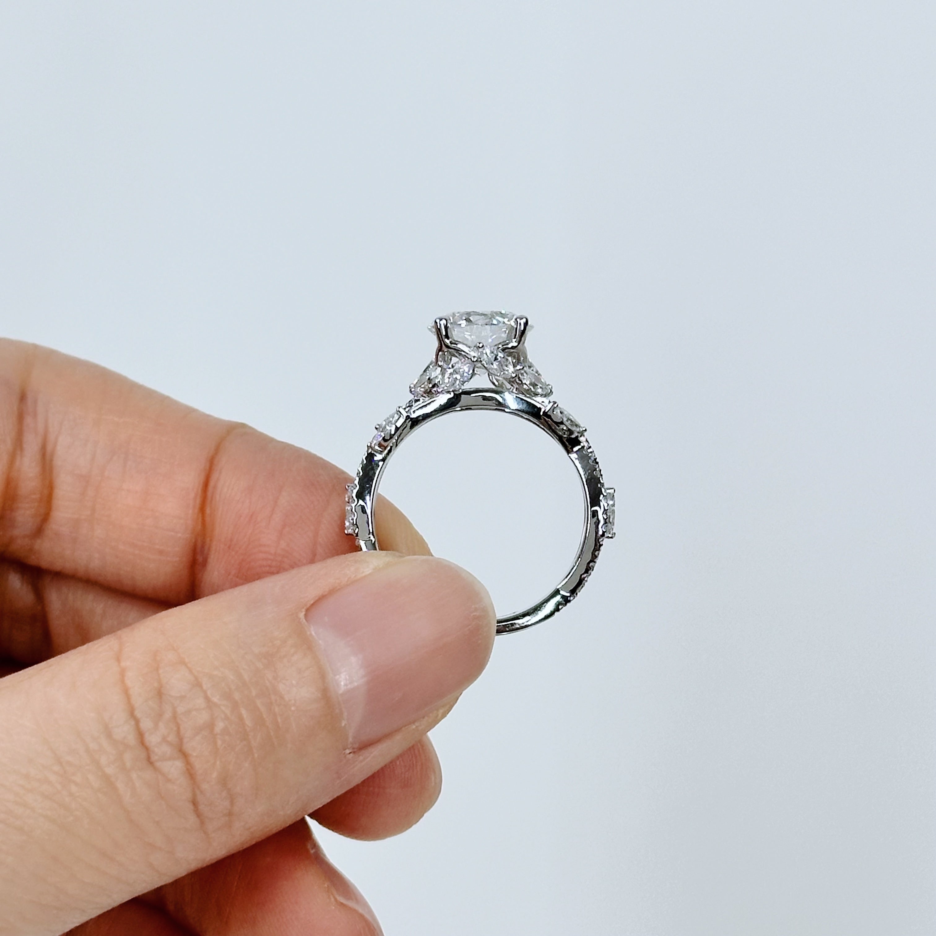 2.03ct D VS2 Round Nature Inspired Lab Grown Diamond Engagement Ring | Melia Adorned