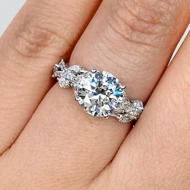 2.03ct D VS2 Round Nature Inspired Lab Grown Diamond Engagement Ring | Melia Adorned