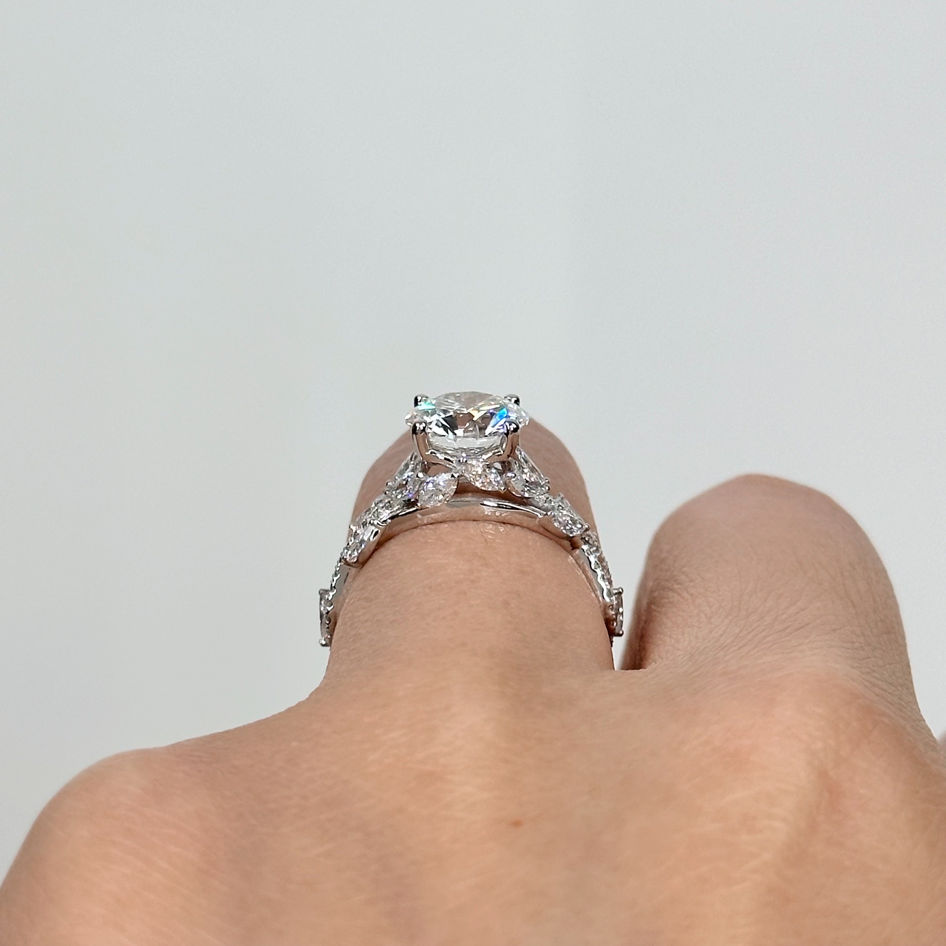 2.03ct D VS2 Round Nature Inspired Lab Grown Diamond Engagement Ring | Melia Adorned