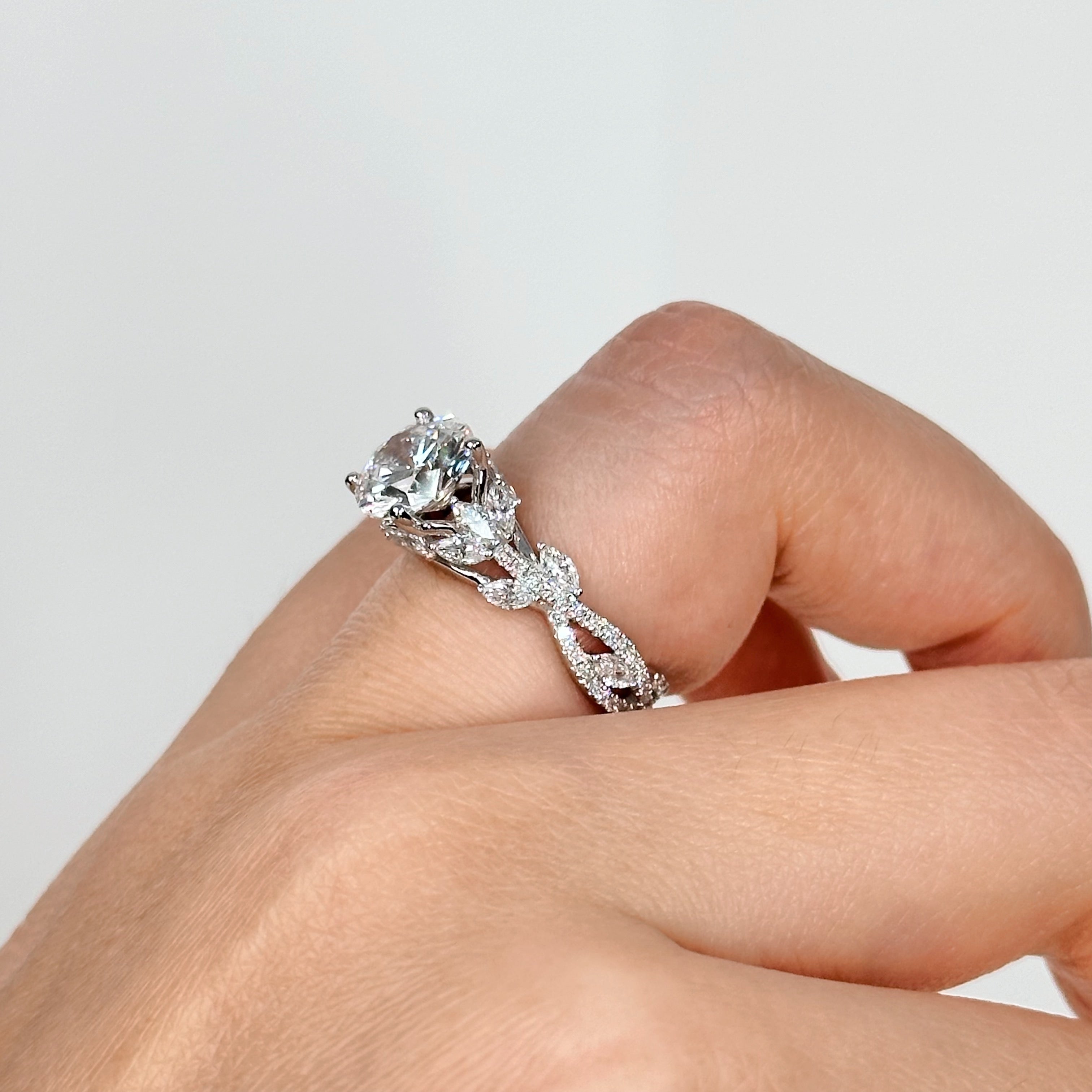 2.03ct D VS2 Round Nature Inspired Lab Grown Diamond Engagement Ring | Melia Adorned