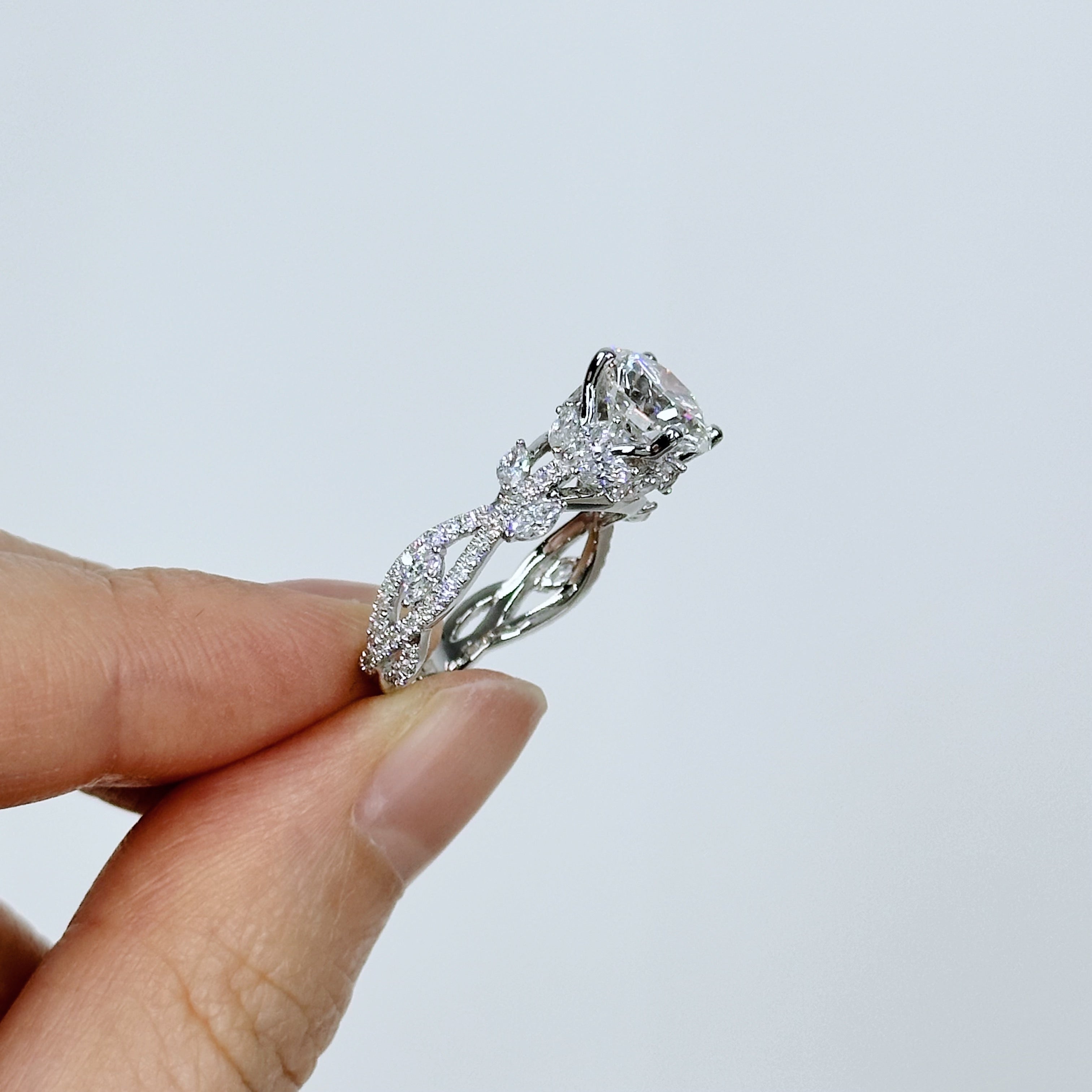 2.03ct D VS2 Round Nature Inspired Lab Grown Diamond Engagement Ring | Melia Adorned