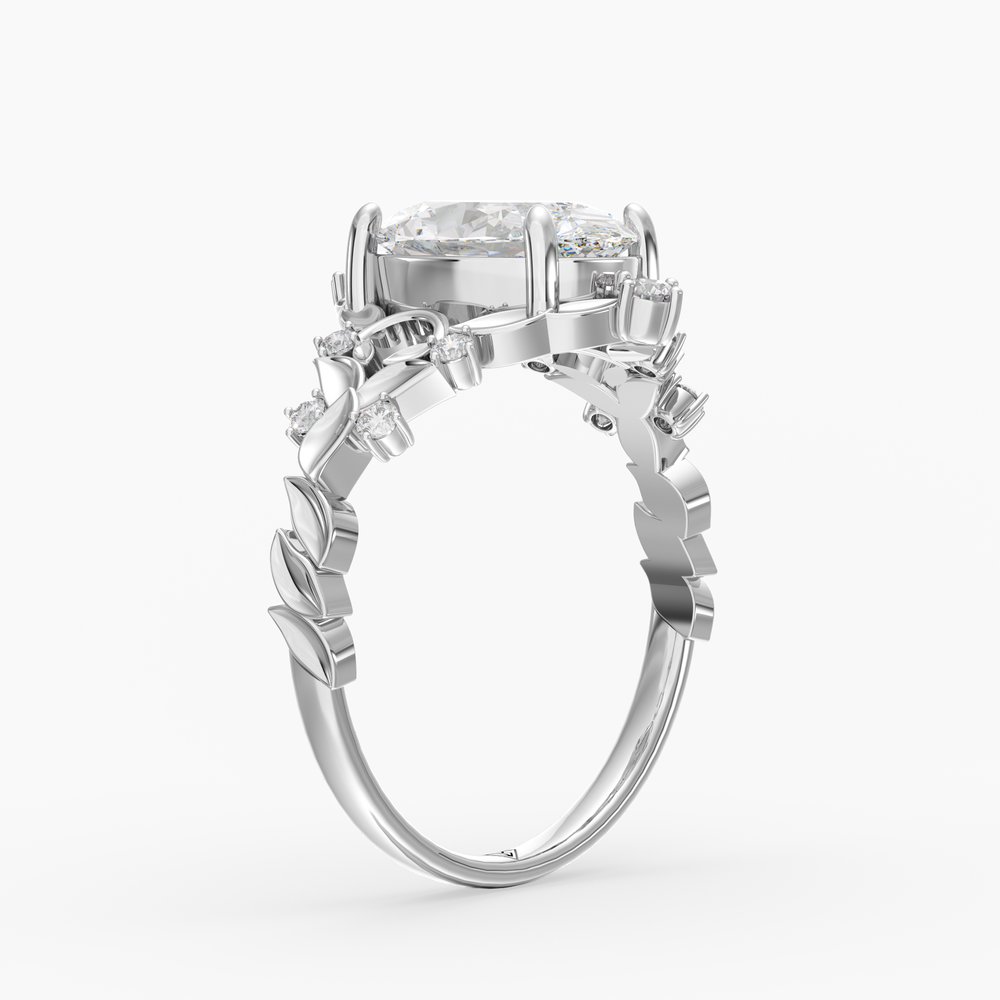 Hawthorne Oval engagement ring setting in 18K white gold, front view.