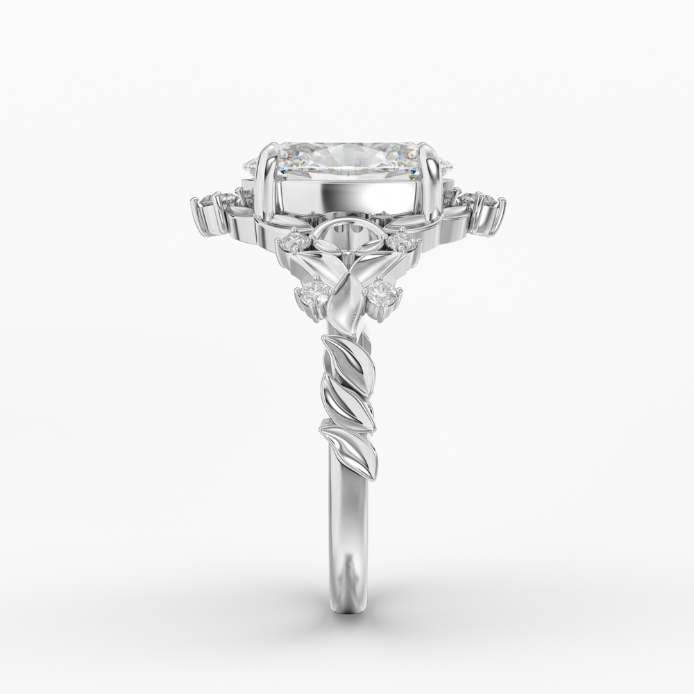 Hawthorne Oval engagement ring setting in 18K white gold, front view.