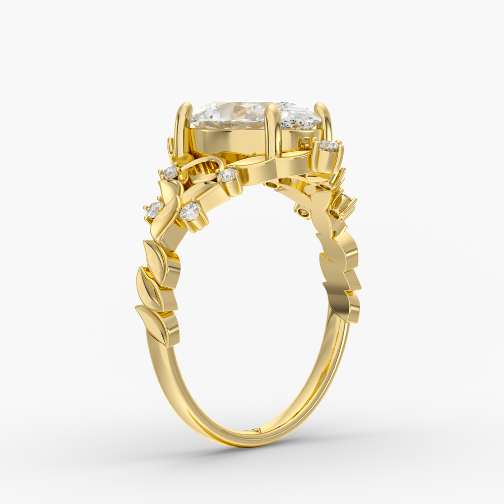 Hawthorne Oval engagement ring setting in 18K yellow gold, three-quarter view.