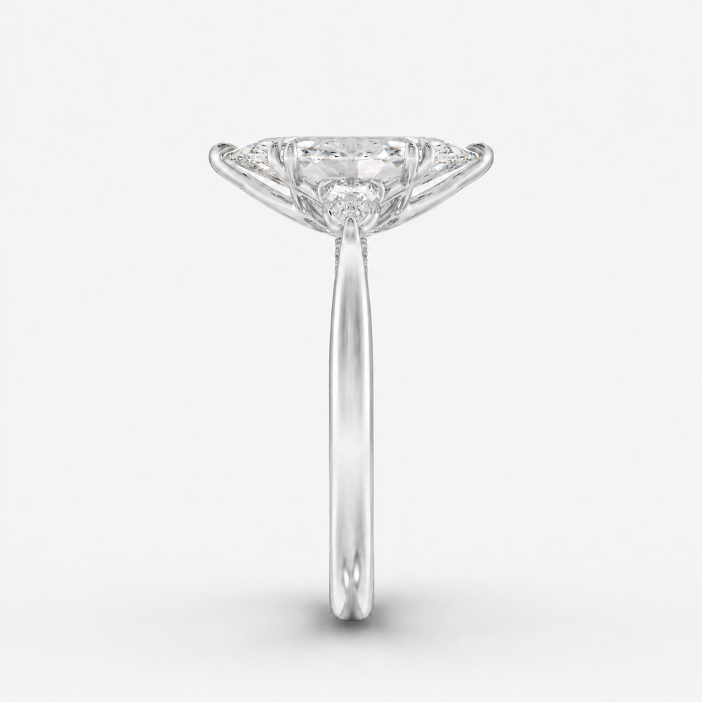 Aurelian Marquise engagement ring setting in 18K white gold, front view.