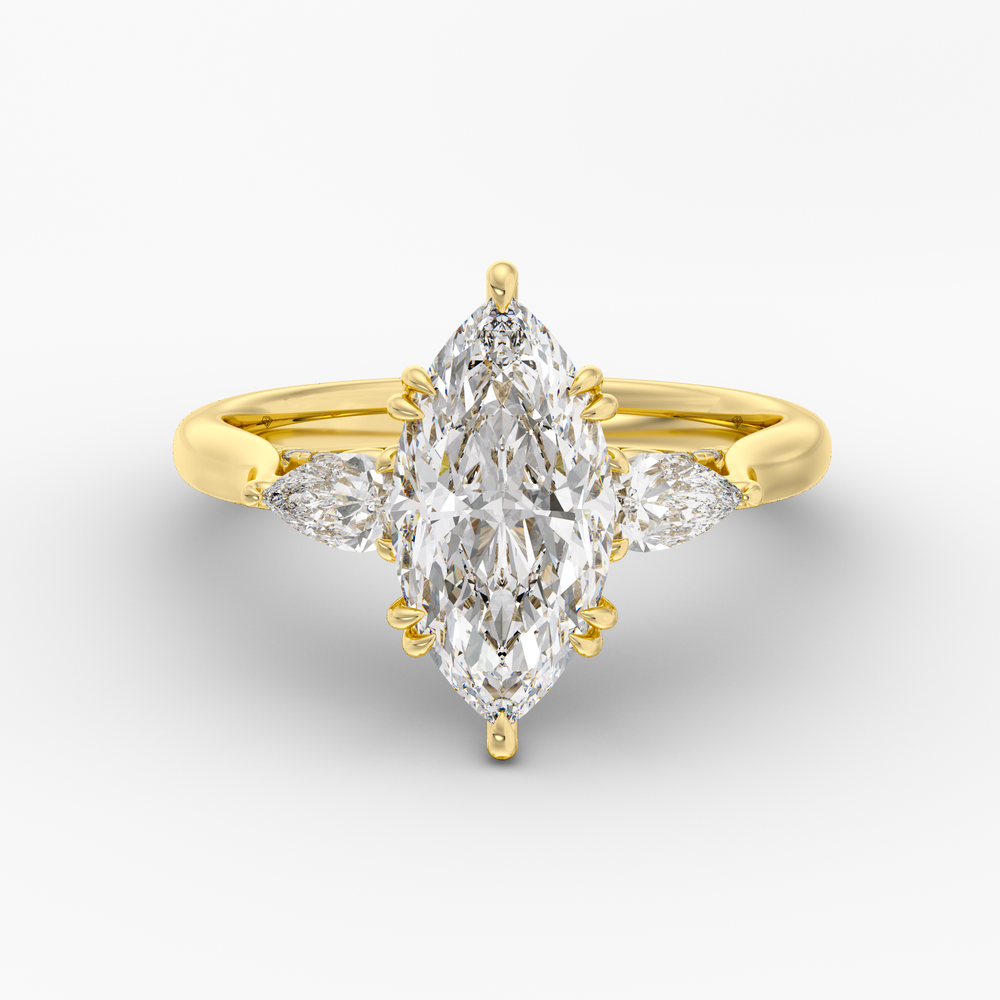 Aurelian Marquise engagement ring setting in 18K yellow gold, front view.