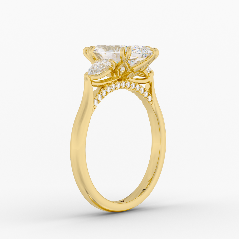 Aurelian Marquise engagement ring setting in 18K yellow gold, three-quarter view.
