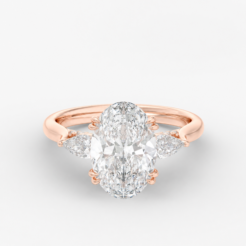Aurelian Oval engagement ring setting in 18K rose gold, front view.