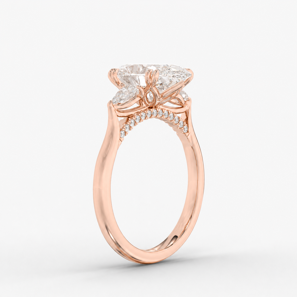 Aurelian Oval engagement ring setting in 18K rose gold, front view.
