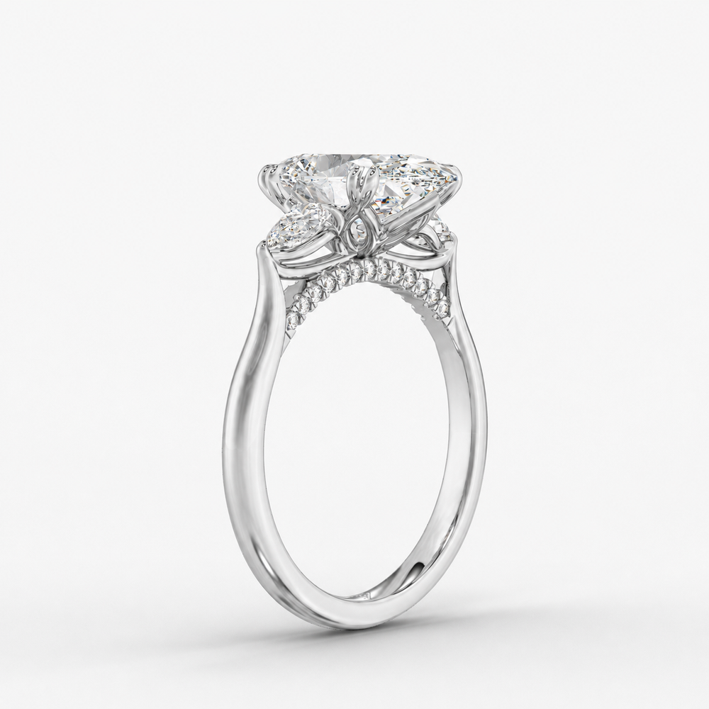 Aurelian Oval engagement ring setting in 18K white gold, front view.