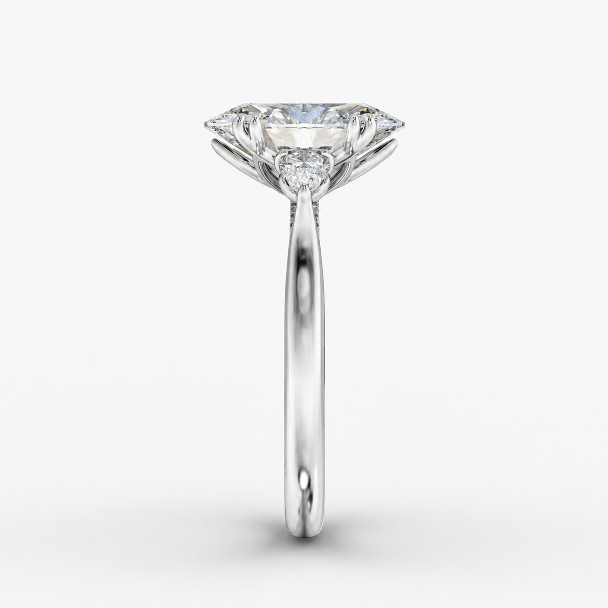 Aurelian Oval engagement ring setting in 18K white gold, front view.