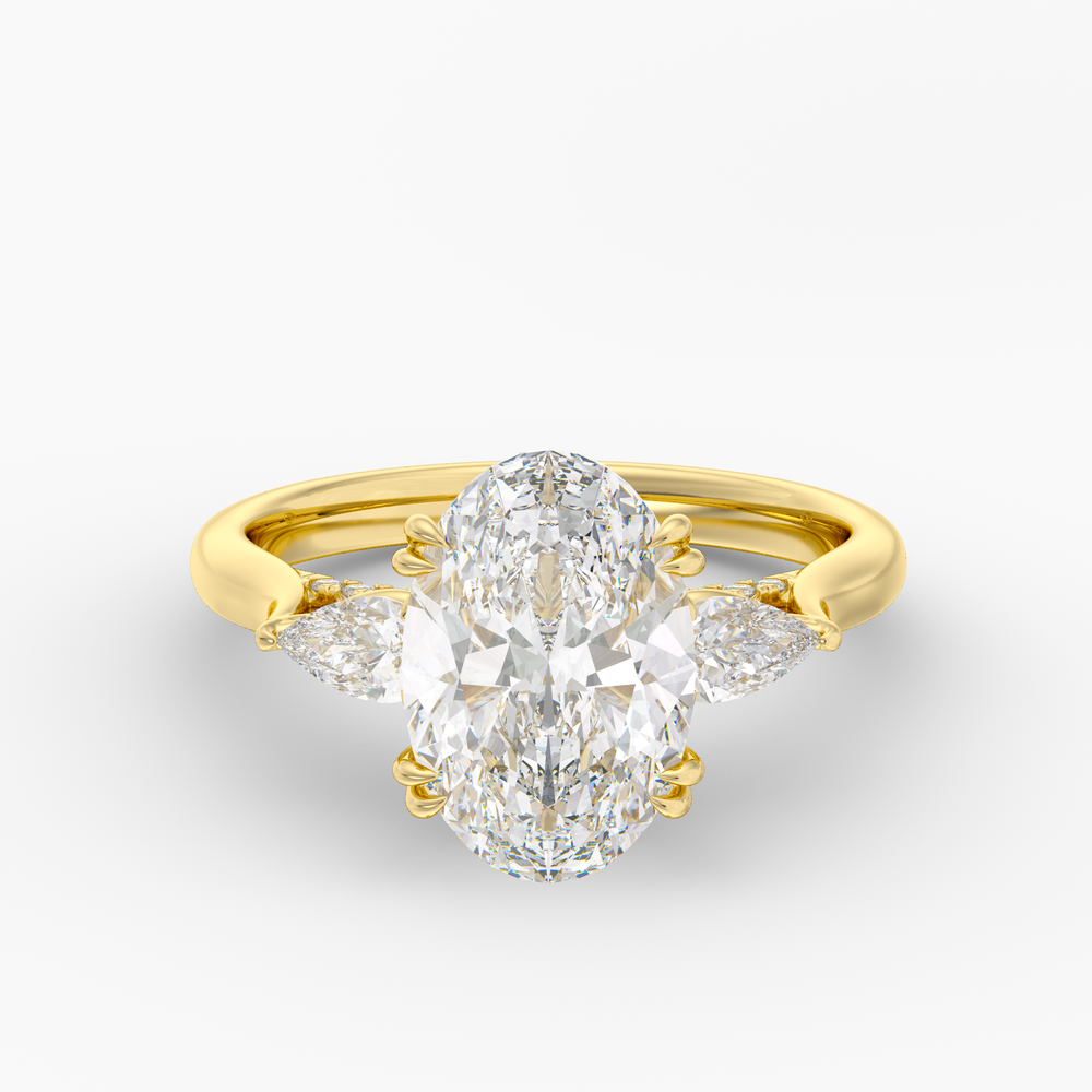 Aurelian Oval engagement ring setting in 18K yellow gold, front view.