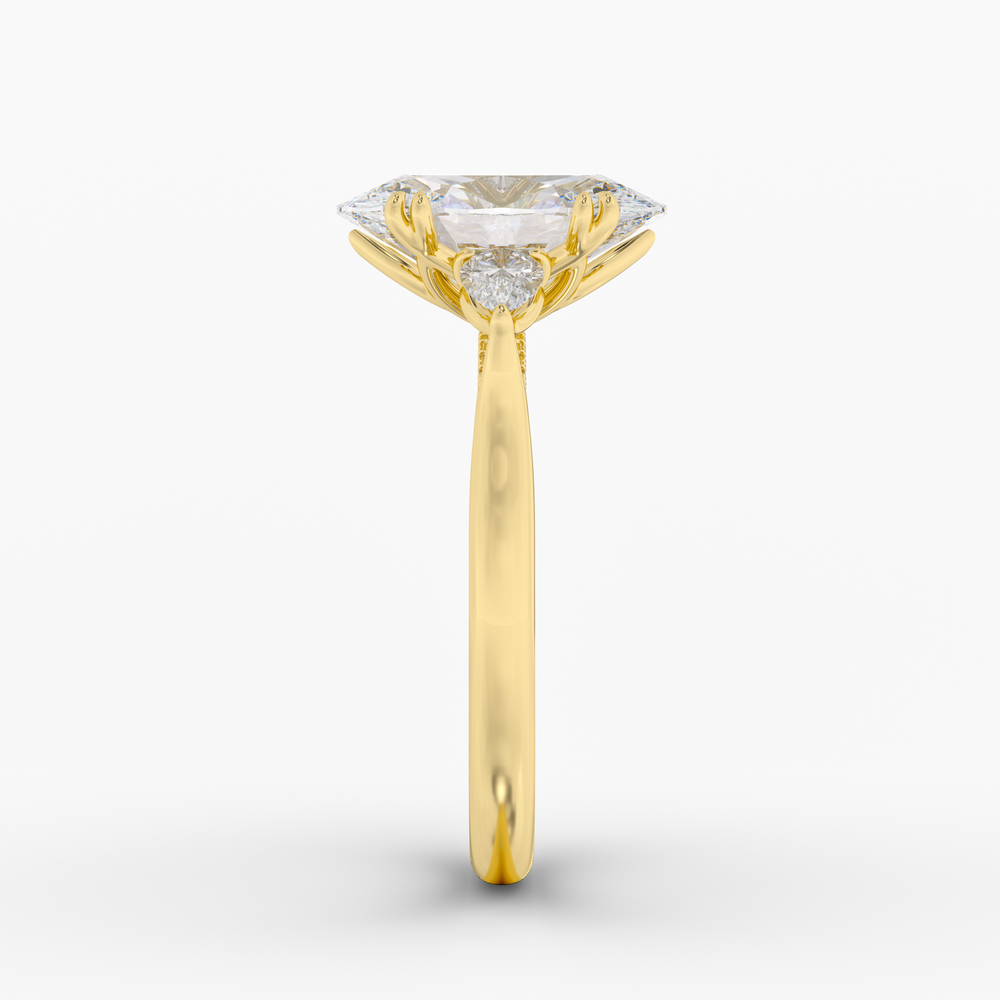 Aurelian Oval engagement ring setting in 18K yellow gold, side view.